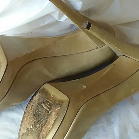 Vtg YSL Platform Pumps 9.5 taupe leather Italy Yves St Laurent Rive Gauche - Picture 11 of 12